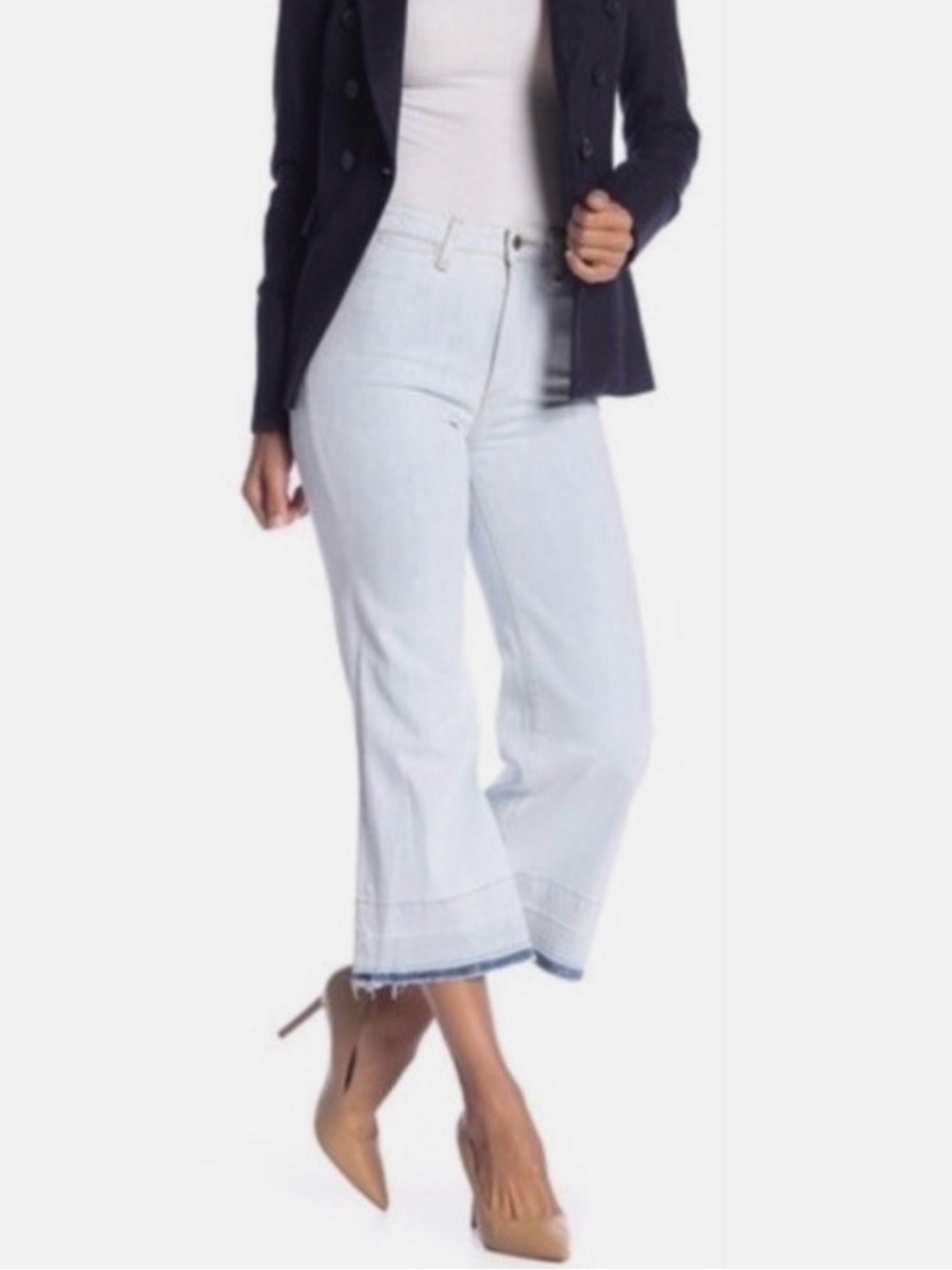 Veronica Beard Ali Gaucho Jeans in Bleach Wash
